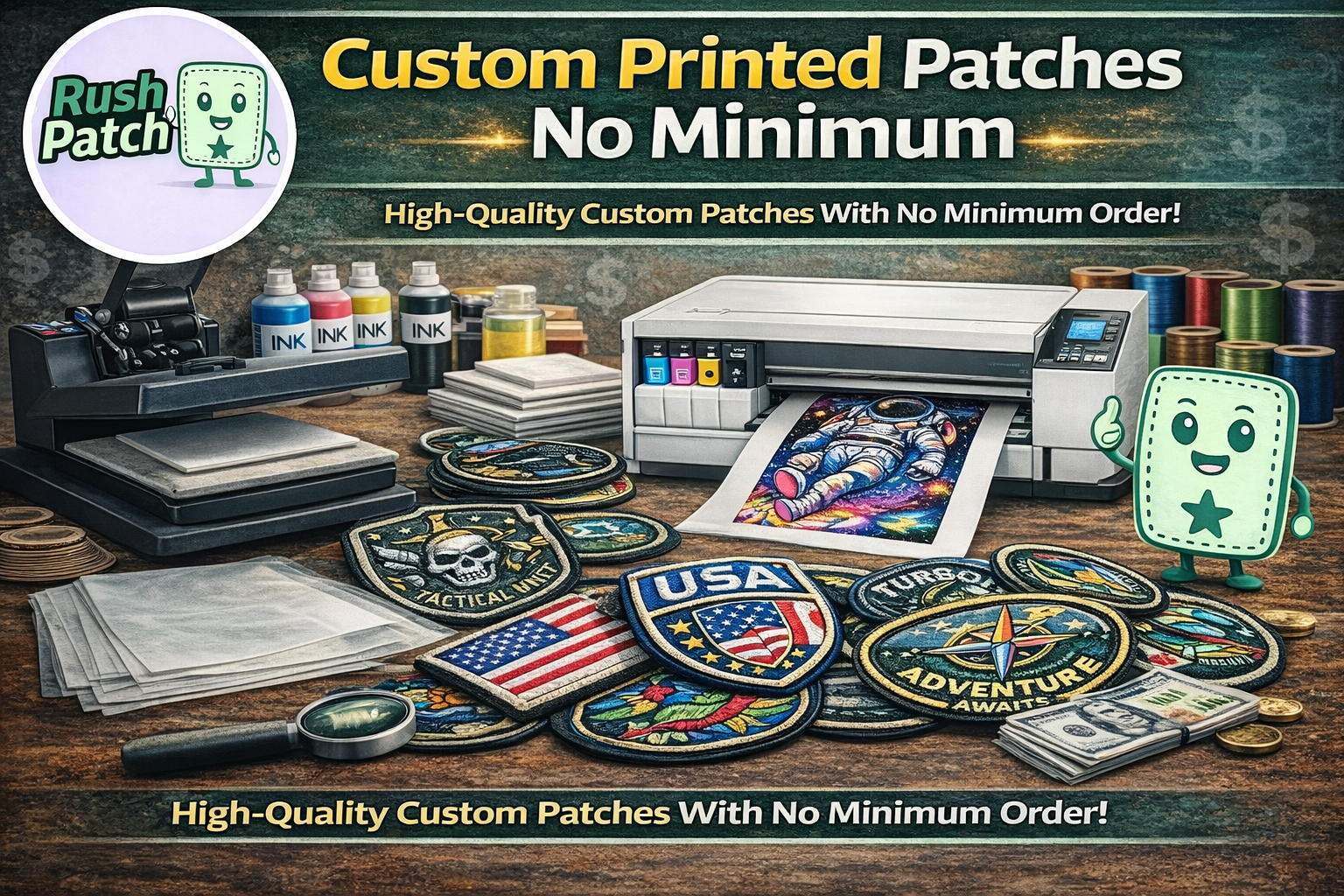 🧵Custom Printed Patches No Minimum 🎨 | Types, Methods🧵 – Rush Patch